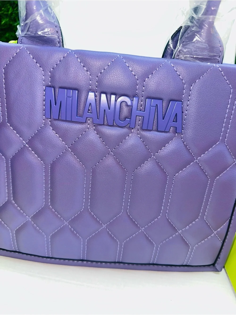 Milanchiva Purple Quilted Satchel Handbag with Pouch – New